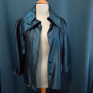 Stunning! Chico's Peacock Teal Shimmer Textured Jacket - 0  S/M